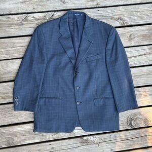 Ralph Lauren Sport Coat Blazer Mens 43R G Blue Plaid Wool Suit Jacket Career